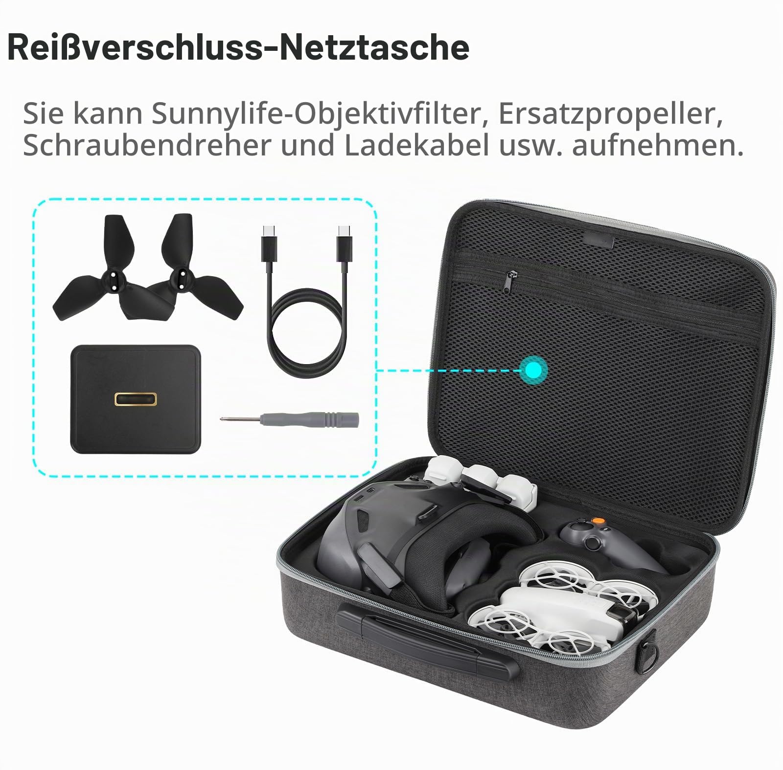 Tasche Tragbare für DJI Neo Motion Fly More Combo Aufbewahrungstasche für Goggles N3 Reisetasche Anti-Kratz Tragetasche Drohnen Zubehör Aufbewahrungskoffer