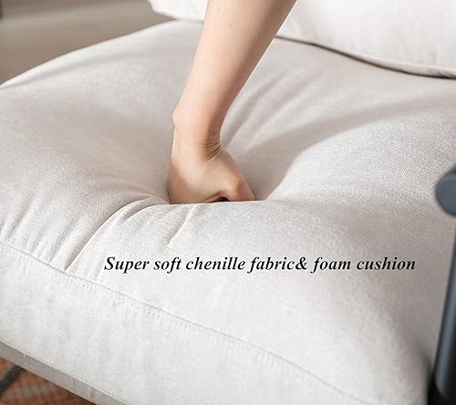 Miniatura 67 de DUOMAY Silla decorativa moderna Mid-Century, cómoda silla de sherpa para sala de estar, dormitorio, oficina, sillón de respaldo medio con patas de