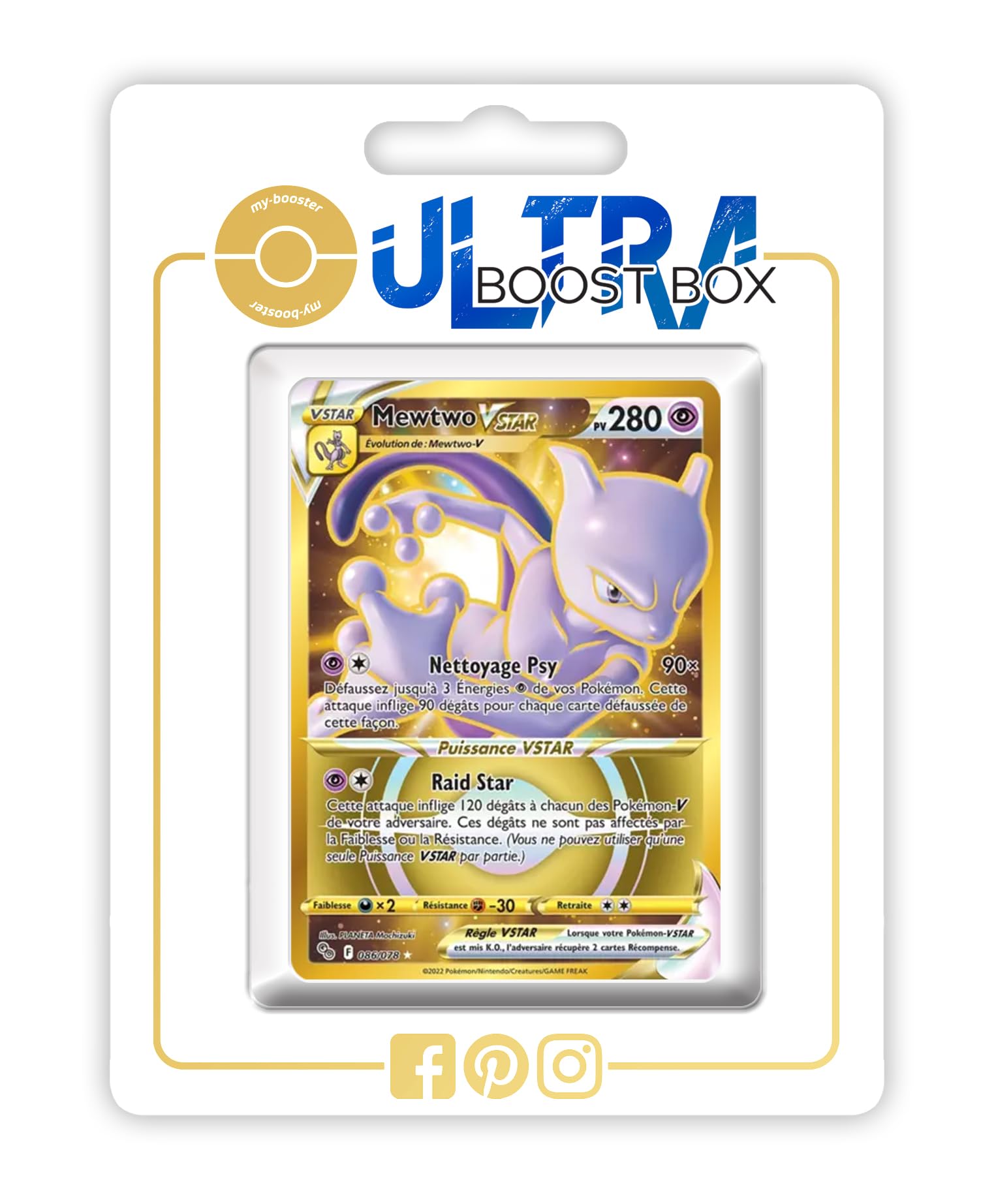 Mewtwo VSTAR 086/078 Secrète Gold - Ultraboost X Epée et Bouclier 10.5 Pokémon  GO