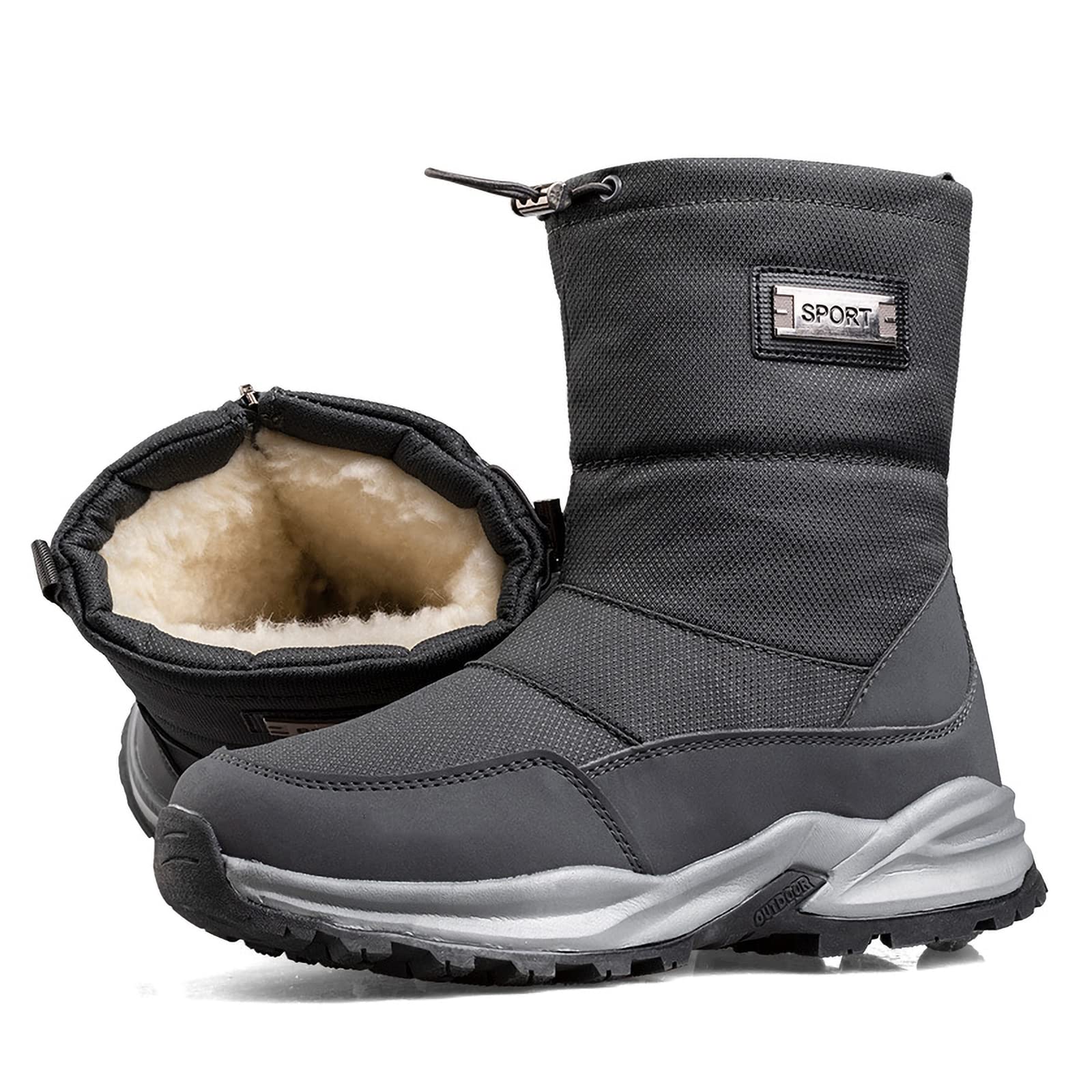 Bottes de Neige pour Hommes Chaussures d'hiver Hommes Femmes Bottes d'hiver imperméables Chaussons doublés Chauds Chaussures de randonnée Chaussures de Trekking antidérapantes Bottes