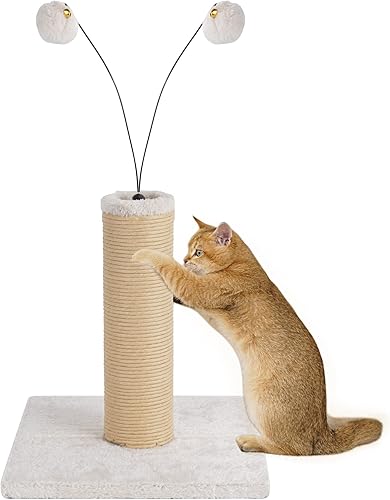 Poste rascador para gatos de interior, almohadillas para raspar con 2 bolas rebotantes, juguete rascador para gatitos, protege los muebles