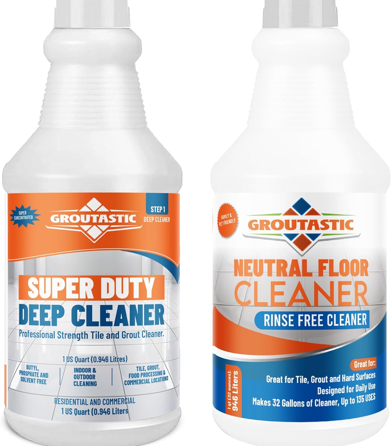 Deep Cleaning & Daily Maintenance Bundle - Heavy Duty Tile & Grout Cleaner for Kitchens & Bathrooms. PH- Neutral For Daily Cleaning