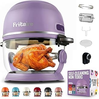 Non Toxic Air Fryer™ - Glass AirFryer 5 Quart w/ 360 Visibility, Self-Cleaning, 400F Vortex Air Fryer for Even Cooking, BPA-Free Teflon Free, 9-in-1 Functions, Rotisserie, Roast, Bake, Lavender