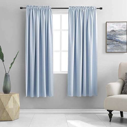 Miniatura 83 de DONREN 2 Paneles Cortinas Opacas con Aislamiento Térmico Azul Marino - Cortinas de Tela Sólida Suave Lisa y Pesada para Dormitorio (Azul Oscuro, 42