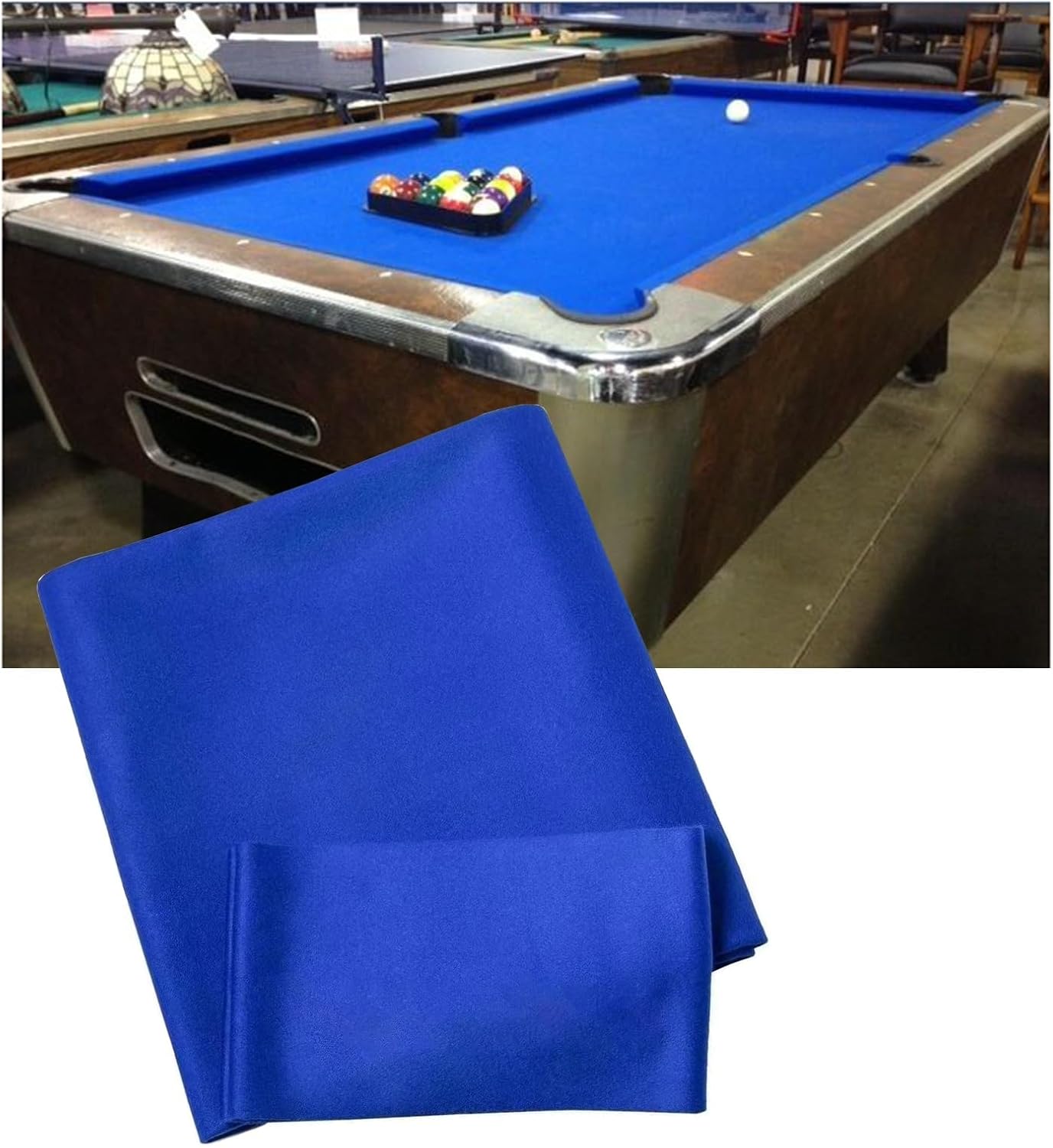 LXXW Billiard Cloth 9-Foot Blue Pool Table Cloth (Includes 6 Strips), Suitable for Bars, Clubs, and Hotels Pool Table Felt