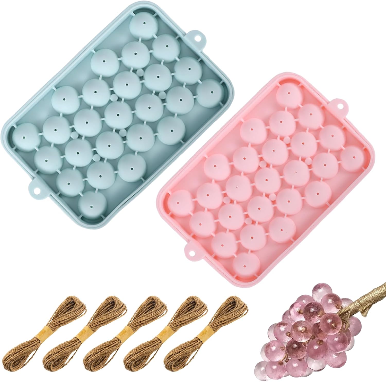 2 Pcs Silicone Soap Molds DIY Grape Soap Making Kit with Jute Rope for Handmade Soap Making Gift Home Decor