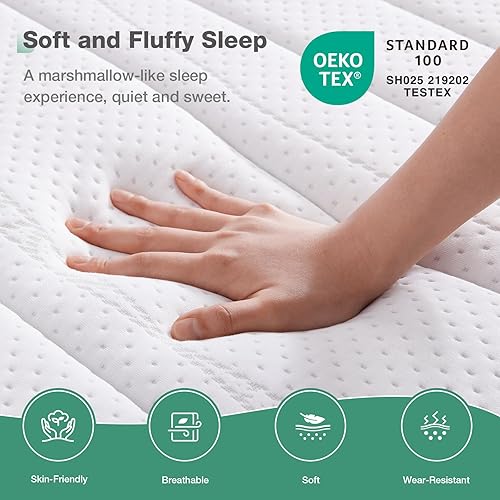 Miniatura 5 de Novilla Colchón Twin, colchón de espuma viscoelástica de gel de 12.0 pulgadas Twin en una caja, espuma de carbón de bambú y funda suave transpirable