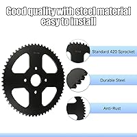 Vista 15 de YOXUFA Piñón de 60 dientes con 420 cadenas 90 eslabones de repuesto para Coleman Mini Bike CT200U BT200X CT200U-EX Baja Warrior Trailmaster MB165