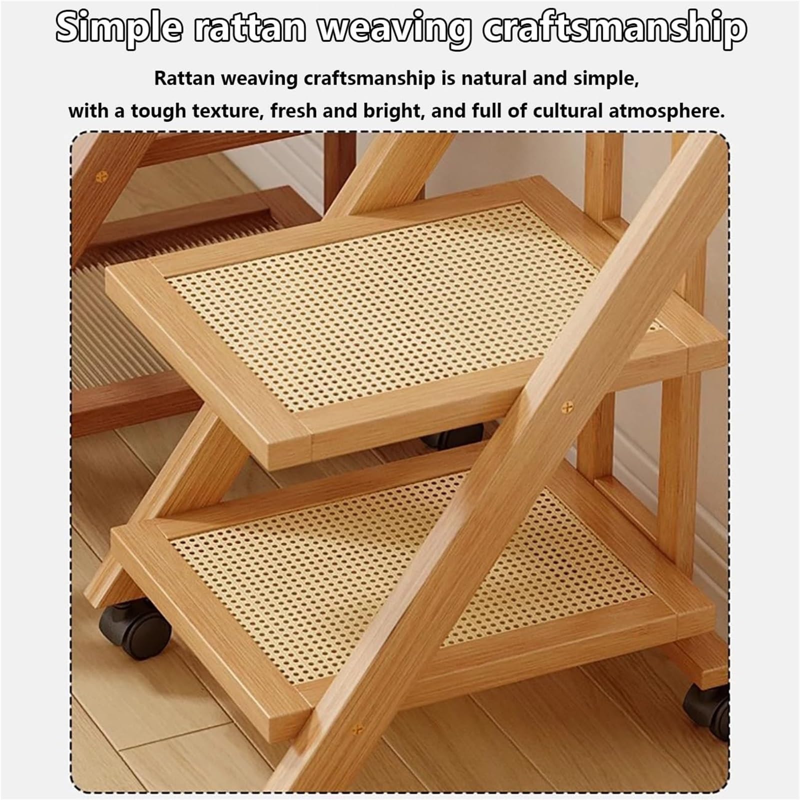 Camarera para Bebidas De Madera Plegable, Carrito con Ruedas, Portátil Y Multifuncional, Ideal como Carrito De Servicio para Cocina, Comedor, Sala, Bar, Terraza(B,57x43x32cm)