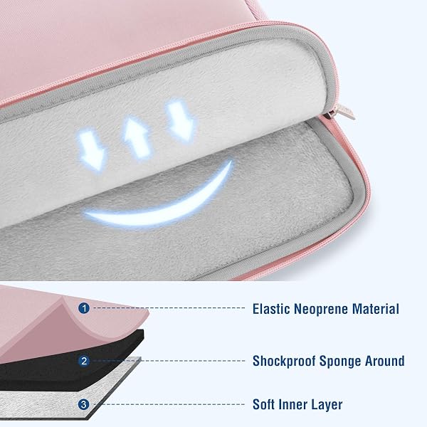 MOSISO 13,3 Pollici Custodia Laptop, 13-13,3 Pollici Borsa PC Compatibile con MacBook Air/PRO 13/PRO 14 M5 M4 M3 M2 M1, HP dell Lenovo, Neoprene Borse Computer con Custodia Piccola, Baby Rosa - 2