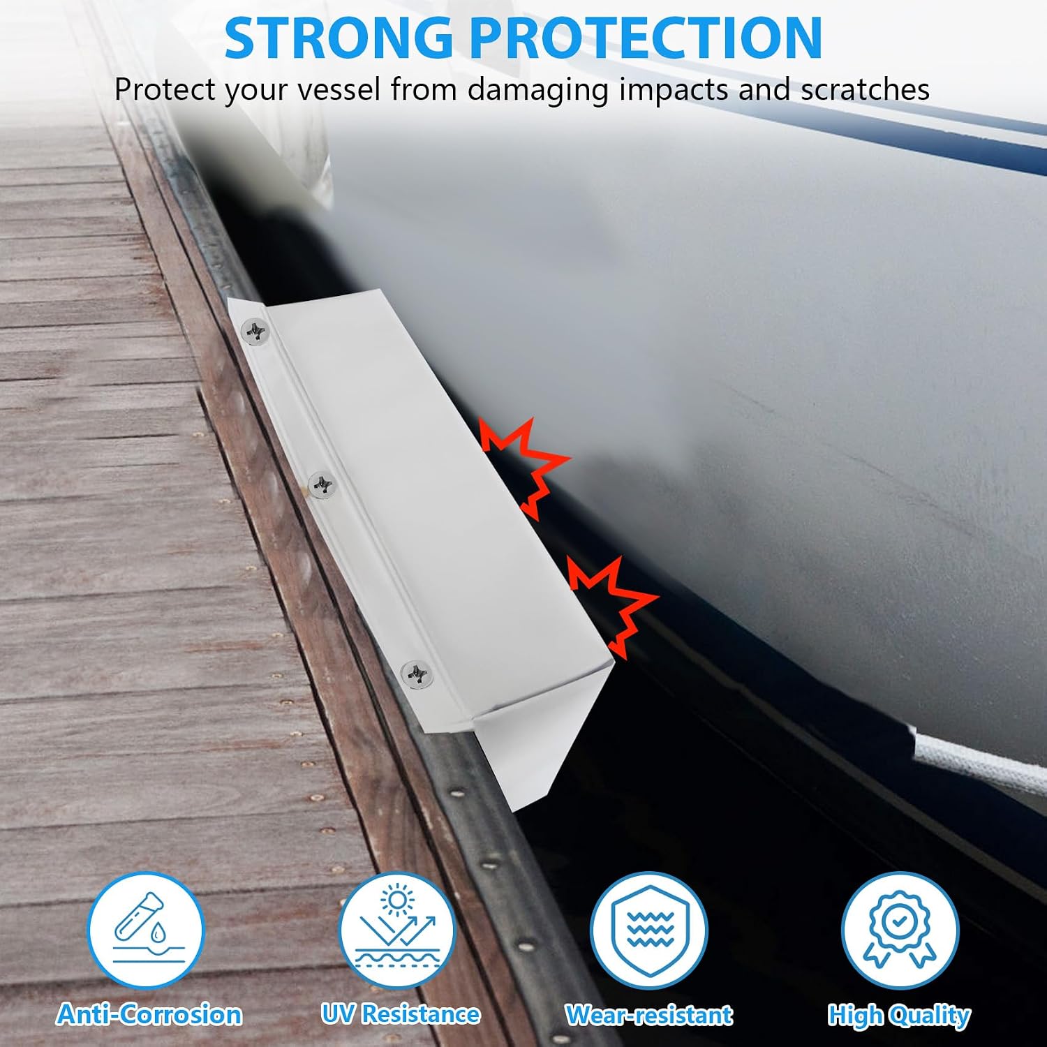 Dock Bumpers,Marine Boat Dock Bumpers Guards Total 16in/32in/48in/64in,Dock Corner Bumper,Dock Post Bumpers Boat Bumpers for Docking Piling,Screws Included(White/Blue/Black/Gray)