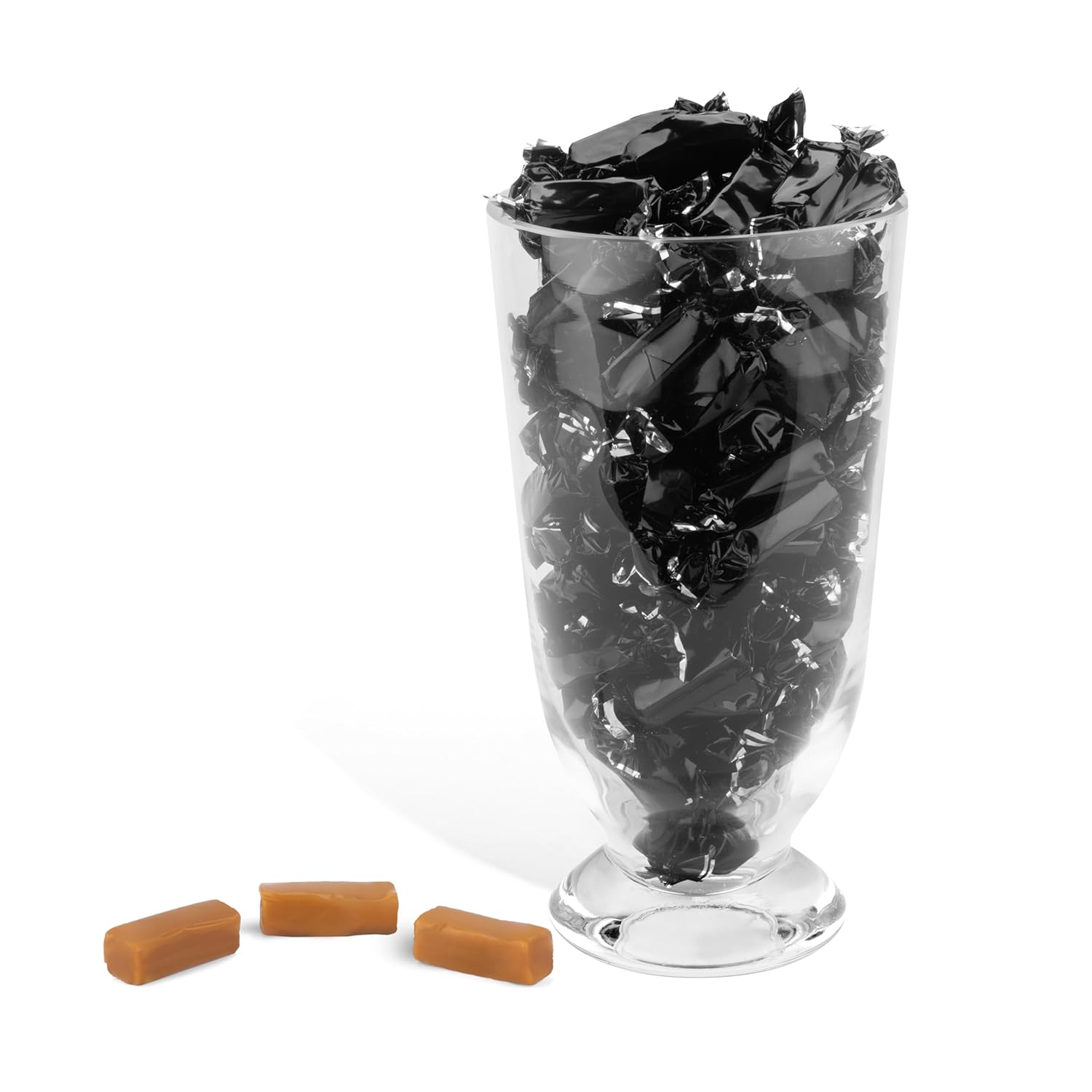 Candy Envy - Individually Wrapped Caramels - Black Wrapper - 12 Bags (Casepack) Bulk Black Candy