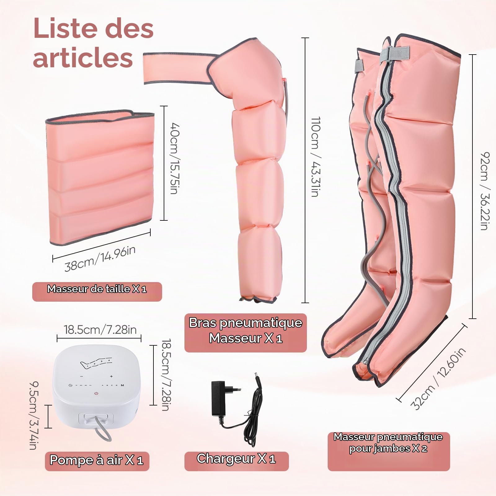 Appareil De Massage 3-En-1 à Compression D‘Air Pour Mains, Jambes Et Bas Du Dos - Pompe Ultra-Silencieuse, 4 Cellules IndéPendantes, 10 Niveaux De Pression, Minuterie, 4 Programmes Automatiques