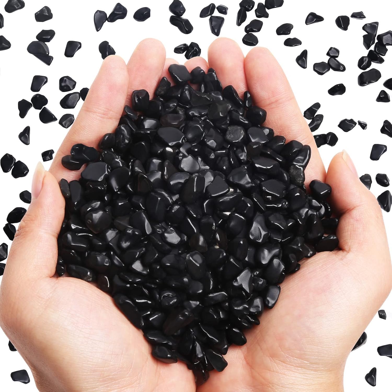 QICQDRAM Polished Gem Stones Rocks Black Obsidian Crystals Natural 2LB