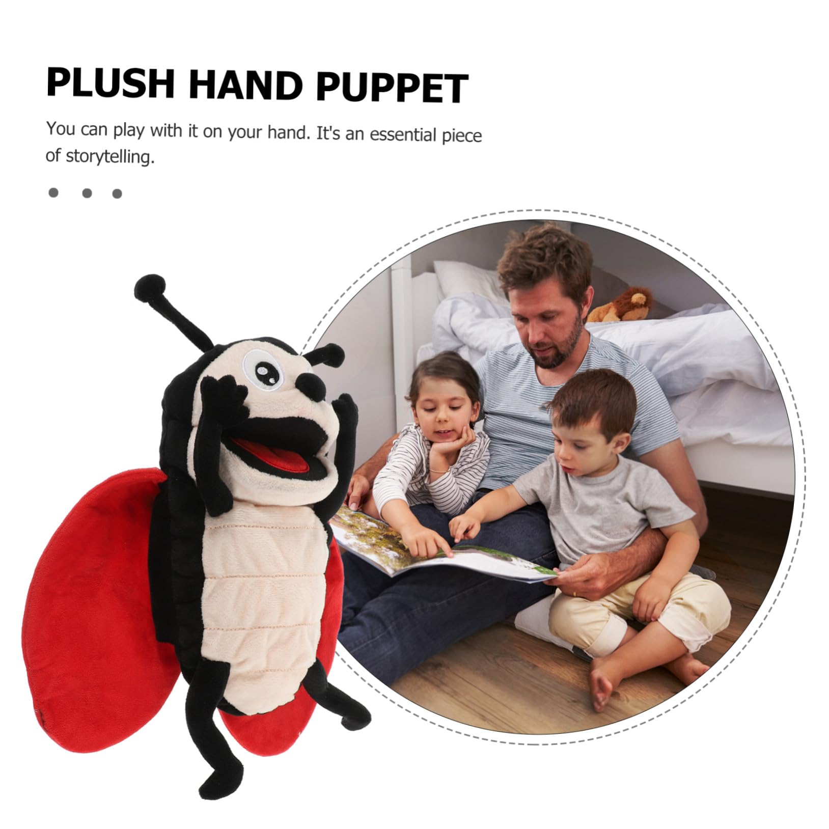 minkissy Marioneta de Mano Algodón PP y Felpa de Mariquita de Peluche Ligera y Cómoda para Jugar en Interiores y Exteriores