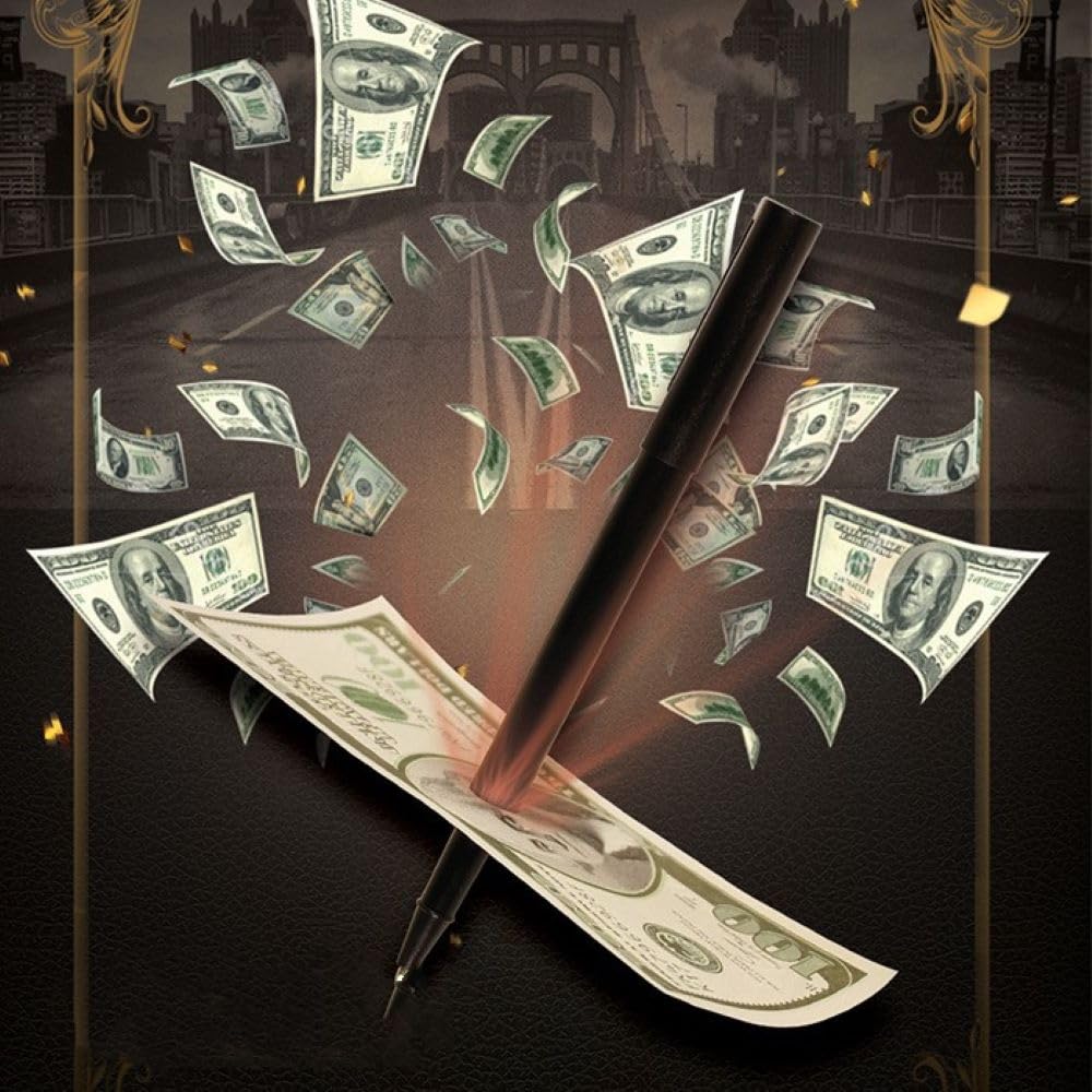 LMCIEZRMystery Trick Pen Through Dollar Effect Prop Magic Close-Up Magic Props Close-Up Pen Class Magic Beginner Pen Wear Money Magic Creative Magic