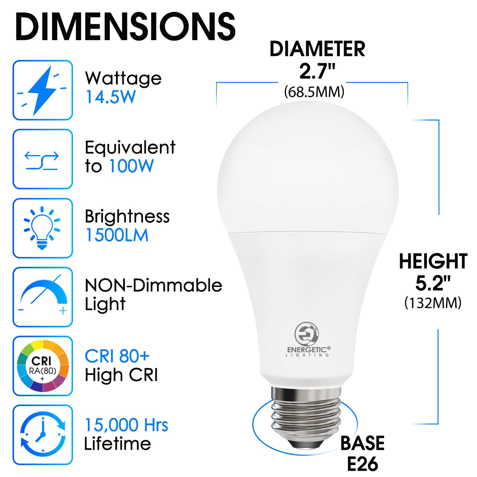 Bombillas LED A21 con sensor de movimiento de radar, equivalente a 14,5 W, 100 W, bombillas LED de 1500 lm, luz diurna de 5000 K, luz de día y apagado automático para porche, garaje, patio, base E26