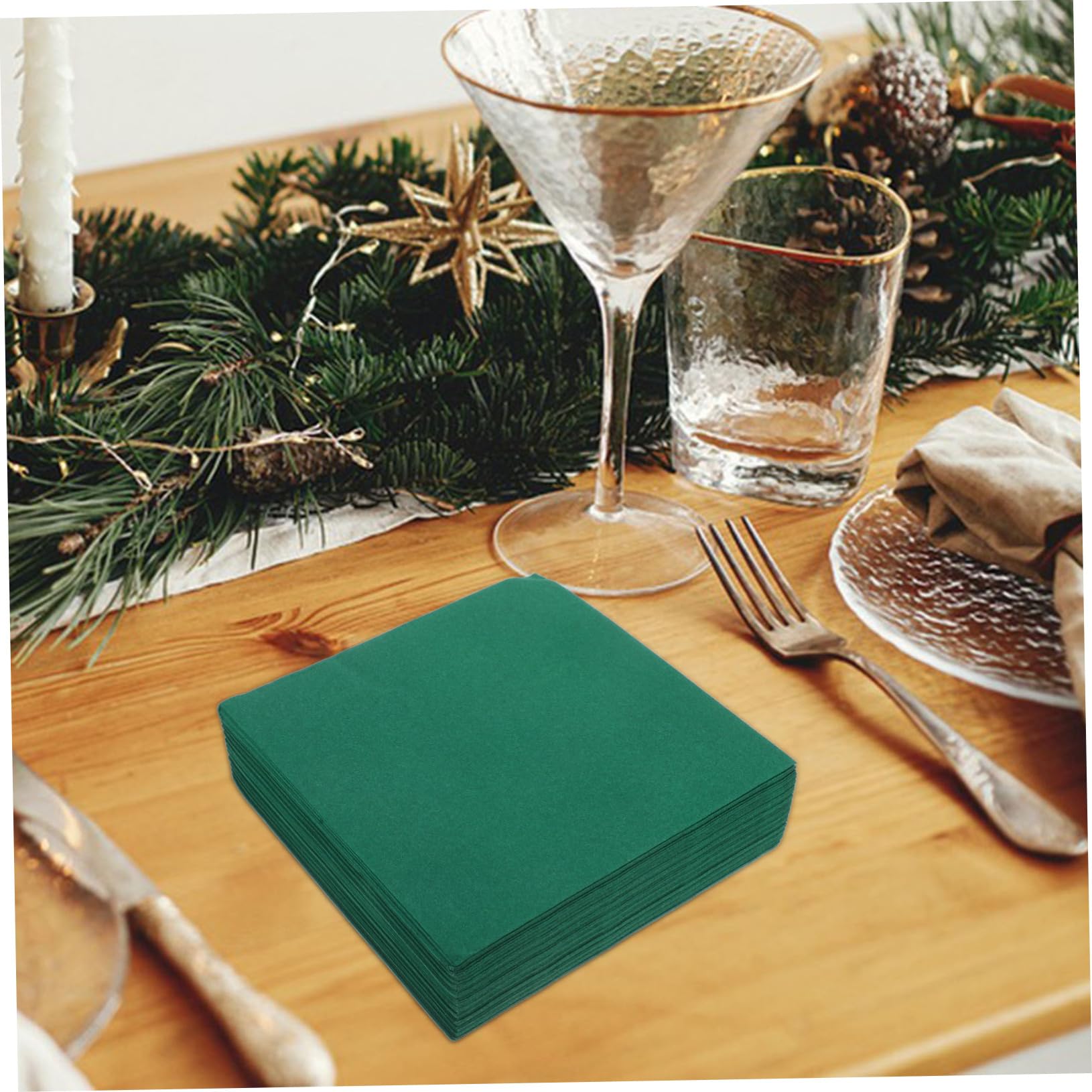 50 Stück Dunkelgrüne Einweg Servietten aus Hochwertigem Holzpapier für Cocktail und Hochzeitsfeiern Robuste Langlebige Tischdeko für Geburtstagsfeiern und Dinner Events