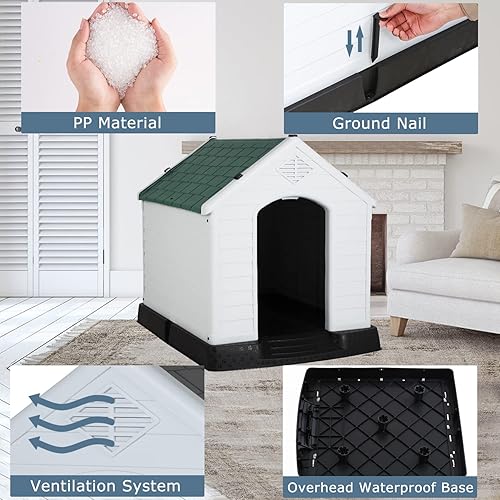 Miniatura 3 de BestPet Casa para perros grande de 32 pulgadas con aislamiento, de plástico duradero, para perros pequeños, medianos y grandes, para interiores y