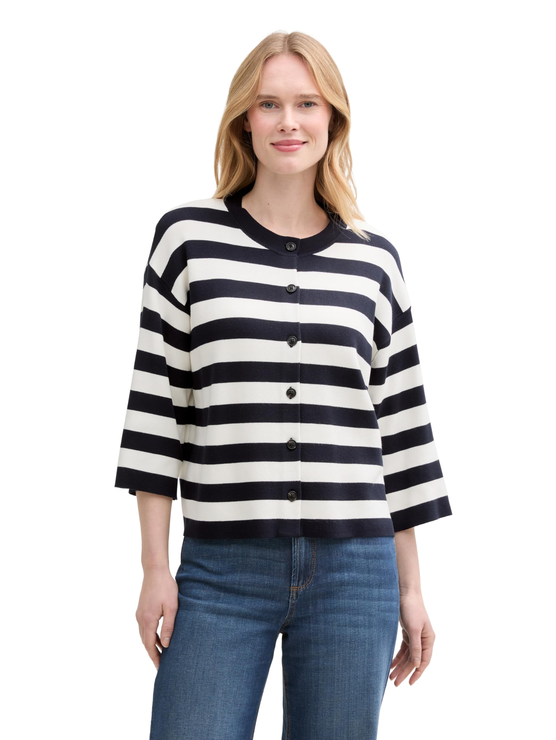 TOM TAILOR Damen Cardigan mit Streifenmuster