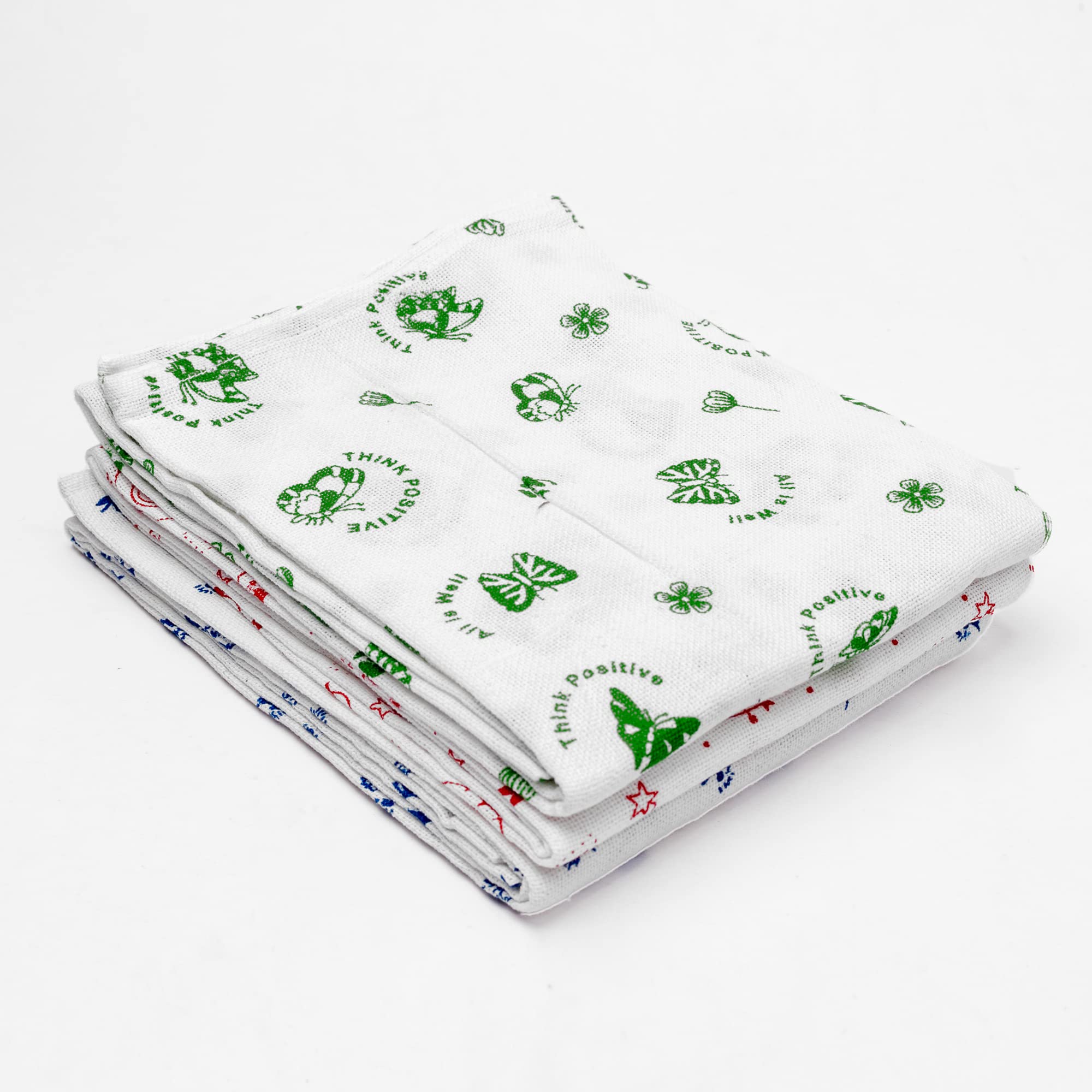 YATTA Kerala Printed Thorthu Traditional Bath Towel Pure Cotton End Finished (Pack Of 3) (50 X 25'), Multicolored, 30 TC