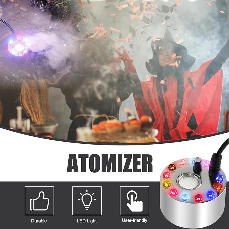 Aicharynic Ultrahangos Párásító 12 LED Fénnyel Szökőkút Tóhoz Kerti Dekorációhoz