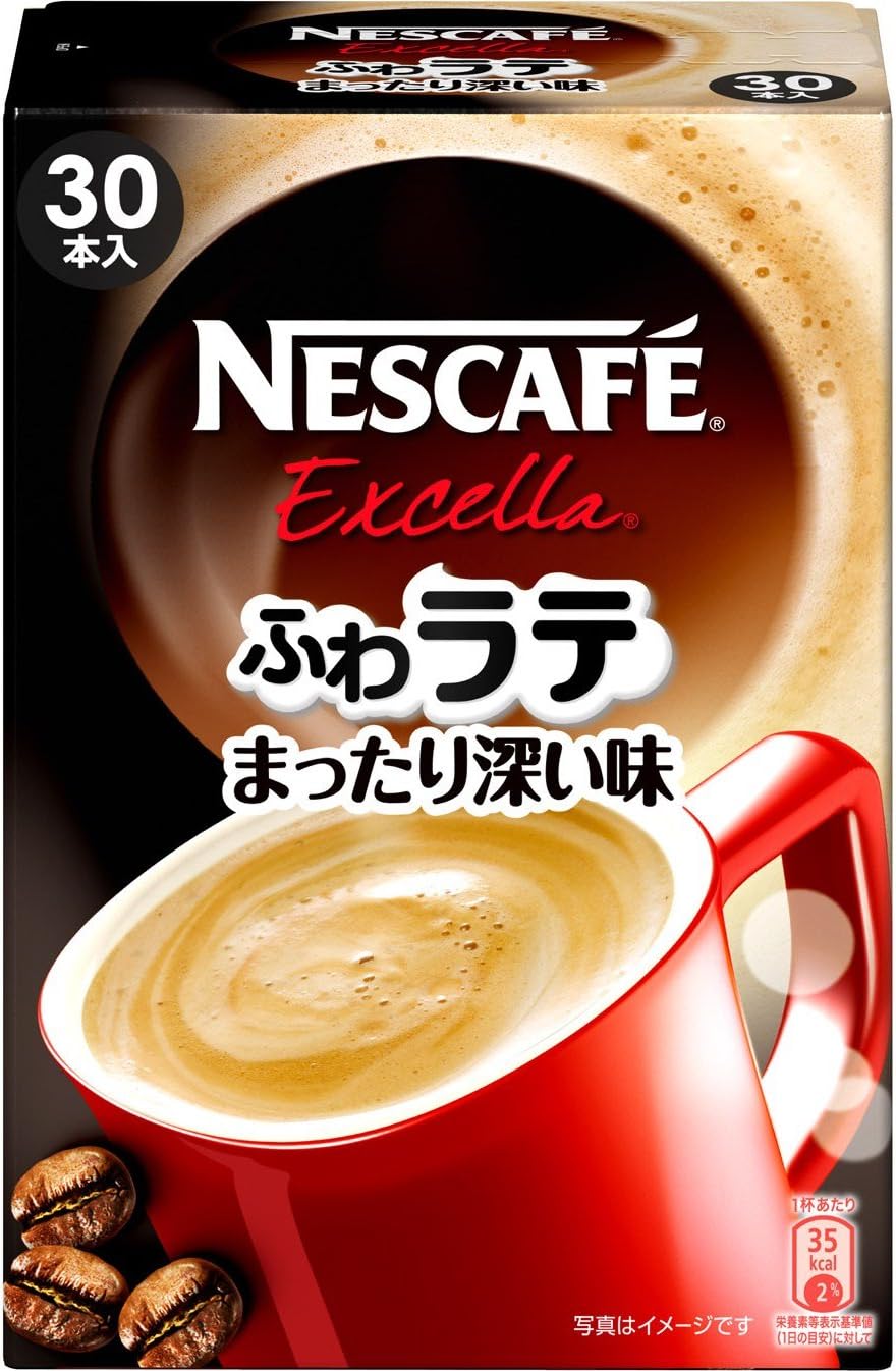Nescafe Excella Fuwa Latte Deep Flavor, Instant Caffe Latte, 1 Box including 30 Sticks(for 30 Servings) [Japan Import]