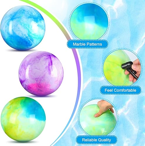 Miniatura 3 de Hungdao 3 pelotas inflables de mármol que brillan en la oscuridad de 12 x 15 x 18 pulgadas, juguetes de piscina, pelota de playa, pelotas inflables