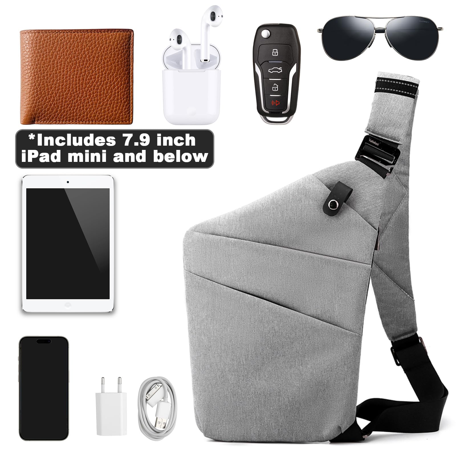 Borsa da viaggio antifurto, monospalla di grande capacità, borsa a tracolla al petto, alla moda, leggera, per viaggi e sport