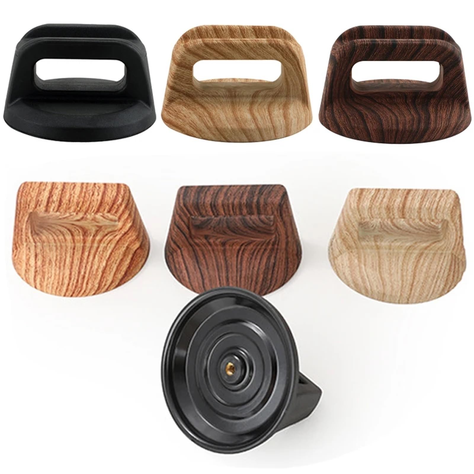 16 tapas universales de repuesto para tapas de ollas de cocina de madera | Se adapta a la mayoría de ollas y sartenes, fácil de instalar, baquelita duradera y acero inoxidable. Marrón claro