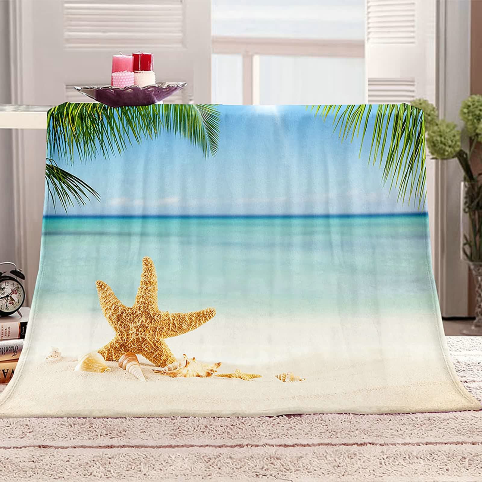 Aeici Couverture Polaire, Couverture Plaid Polaire Couverture 160x200 cm Coquillages de Plage Couverture Canapé pour Salon Lit