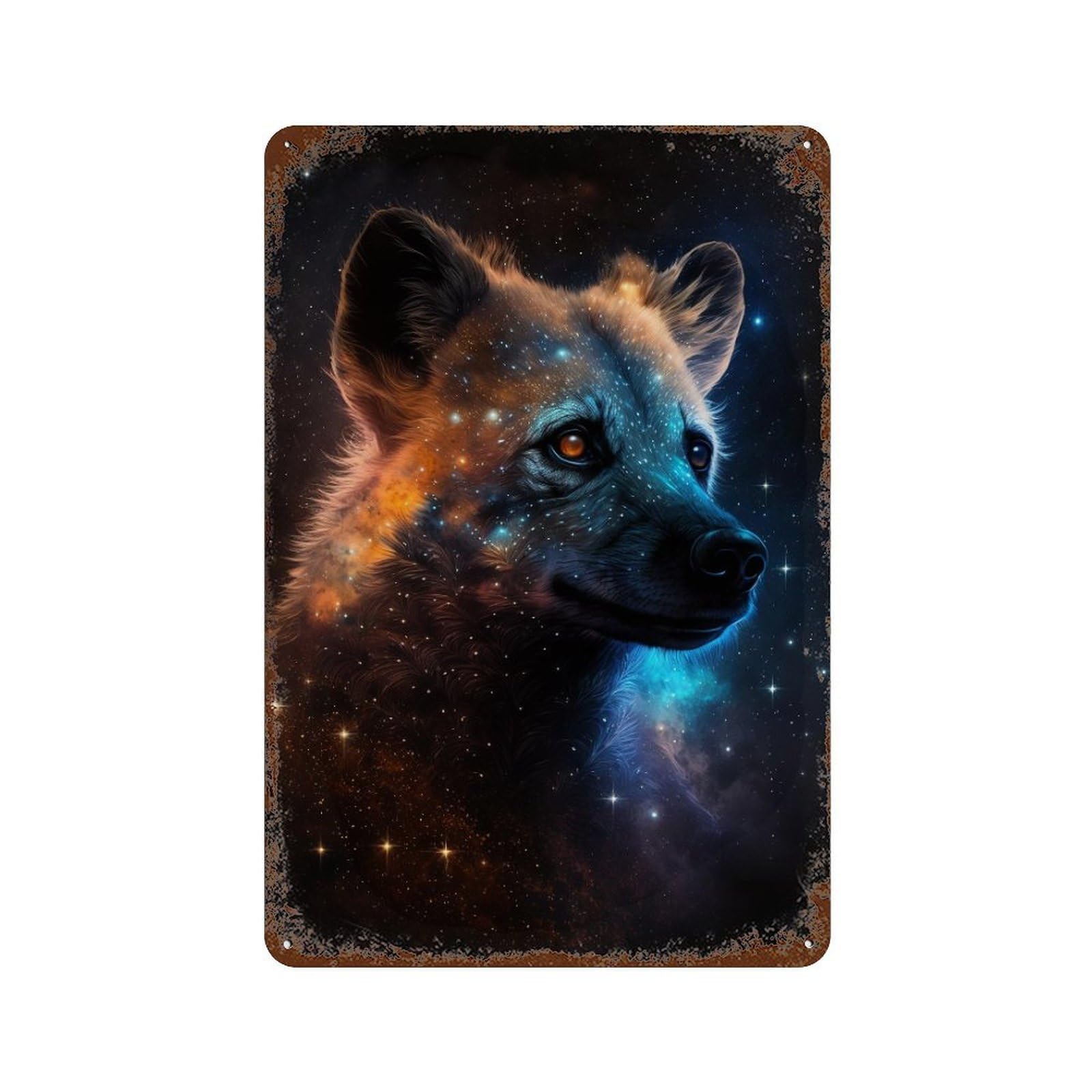 Cosmic Wolf Portrait-31 Retro Metal Sign 11.8"x7.9", Decorative Metal Wall Art for Basement, Hobby Room And Garage Decor