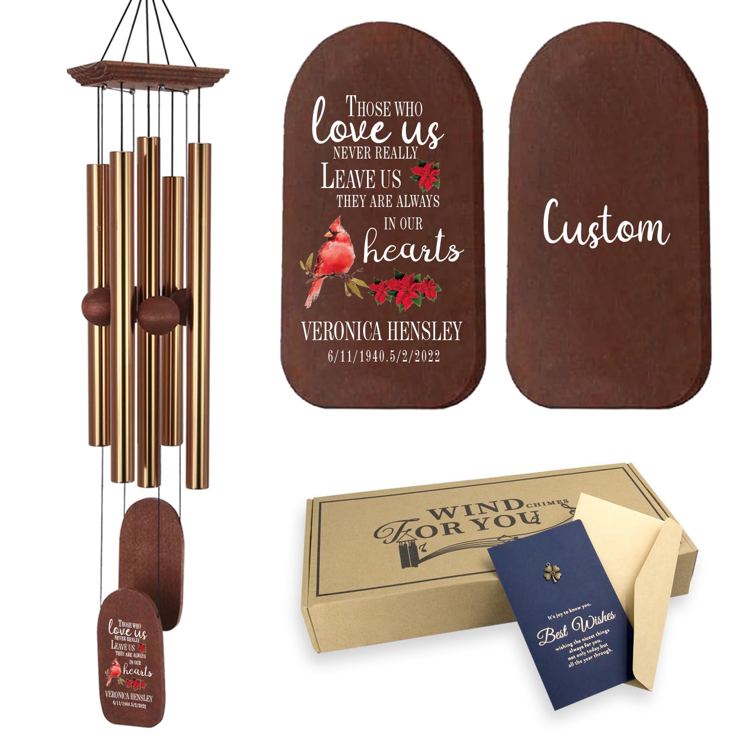 ASTARIN Personalized Wind Chimes for Loss of Loved One, Custom Memorial Sympathy Windchime, Sympathy Gifts for Loss of Loved Dad Mom Son, Customized Deep Tone Wind Chime Condolences Funeral