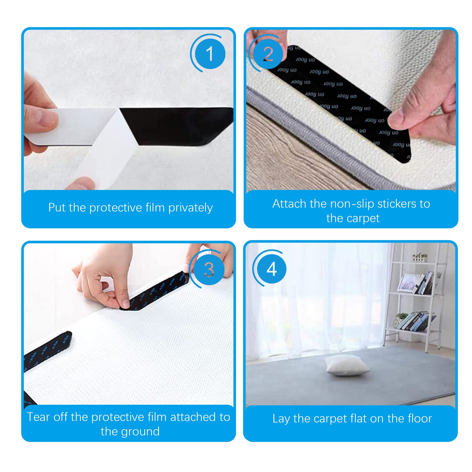 20 Antiscivolo Per Tappeti - Gommini Riutilizzabili, Per Pavimenti Legno, Piastrelle - Foto 6