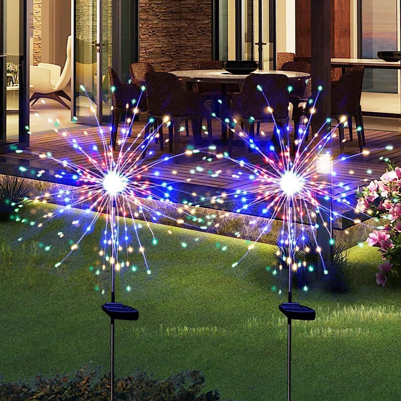 Solar Garden Firework Lights 120 LED 2pcs Set IP65 Waterproof Outdoor Yard Patio Pathway Swaying Romantic Decorative Lights-image-13
