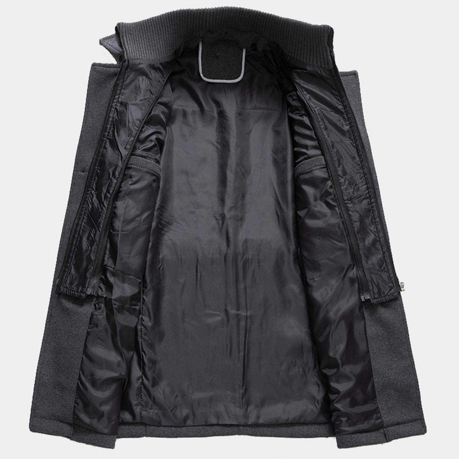 Männer Warmer Wollmantel, abnehmbare Doppelkragen Erbsen-Mäntel Casual Winter Business Slim Fit Jacke Plus Baumwollfutter Dicker Abzug im Freien