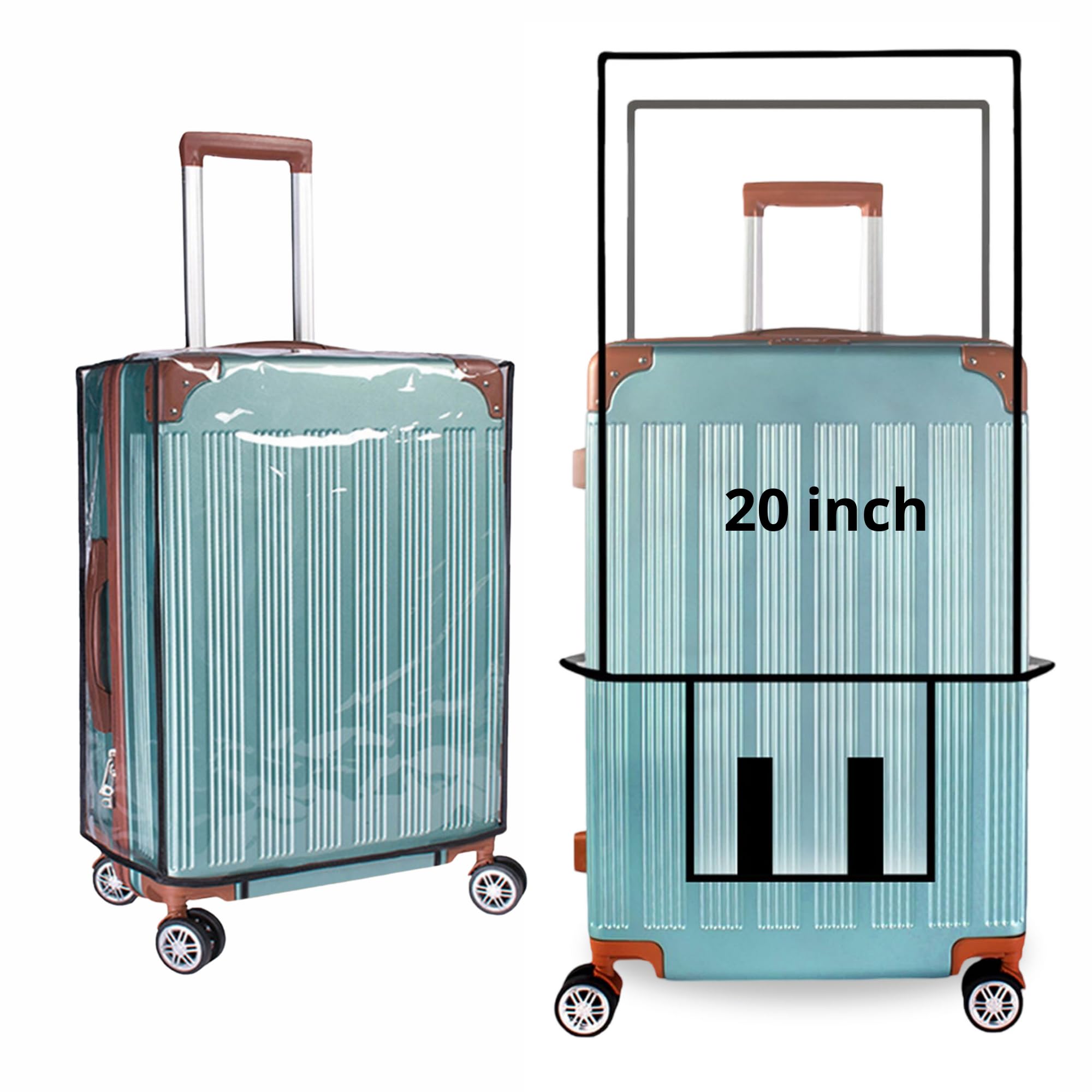 Kraptick Transparent Luggage Cover – Waterproof and Dustproof Luggage Protector, Stretchable Elastic Cover for Travel Trolley Bags, Durable and Clear Luggage Protector Case (Transparent-20 Inch)