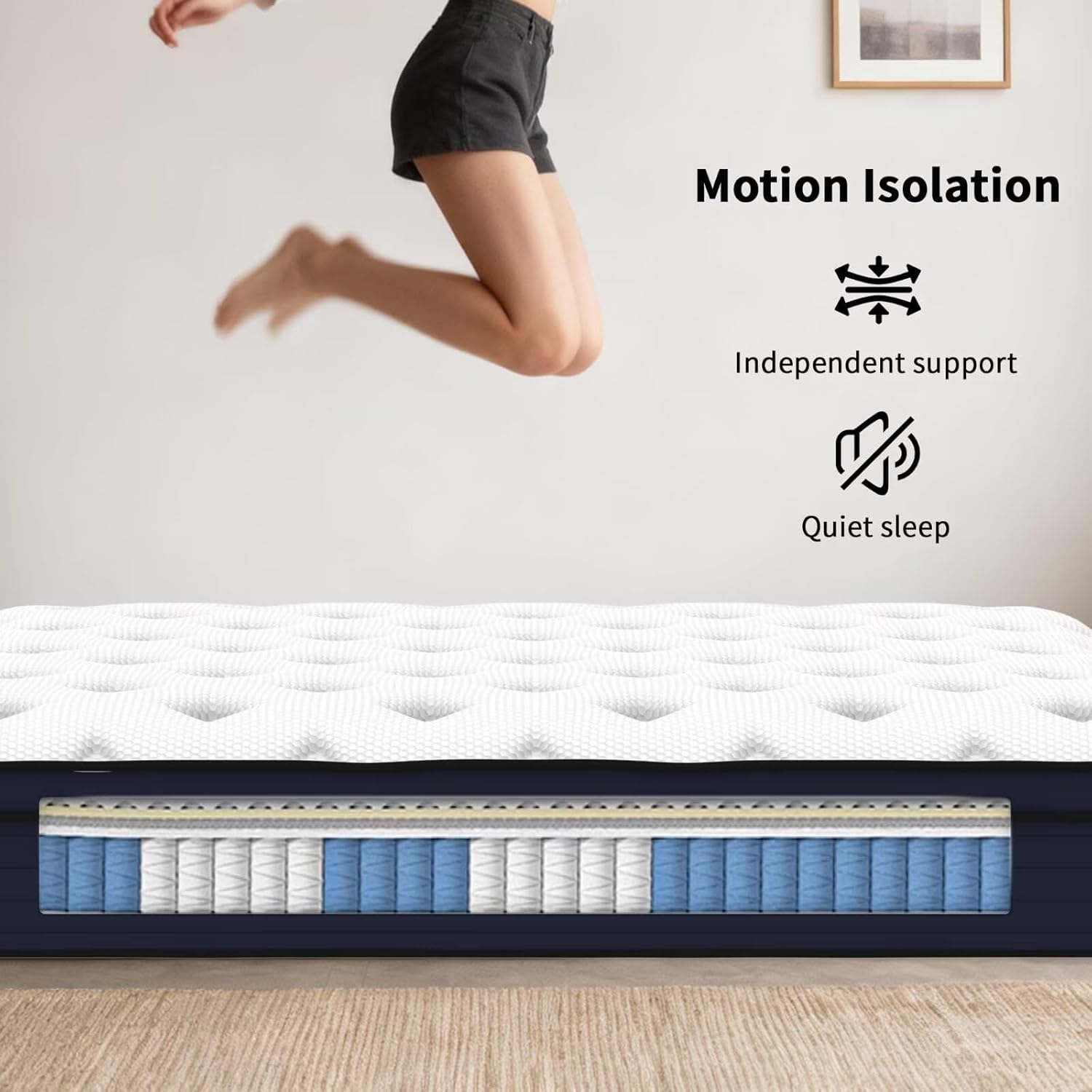 12 inches Hybrid Mattress King Size, Cooling-Gel Memory Foam & Pocket Springs, Firm Support for Back Pain Relief, Motion Isolation, CertiPUR-US Certified, Bed in a Box