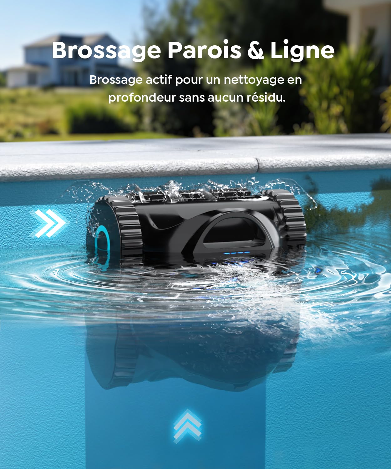 2026 C1 Robot de Piscine Fond et Parois, Ligne d'eau, Double Filtre, Robot Piscine sans Fil, 7 Modes de Nettoyage, 180 Min d'Autonomie, Puissant Aspirateur pour Piscines jusqu'à 150 m²,Noir