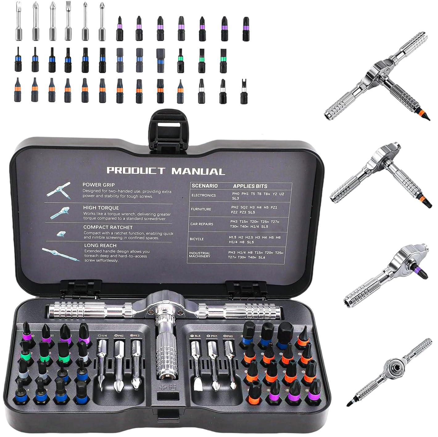 2026 New 42 in 1 Magnetic Screwdriver Set, DIY Ratchet Screwdriver Set with Detachable Handle, Portable Compact Repair Tool Kit for Furniture Laptop Electronicsv Bicycle
