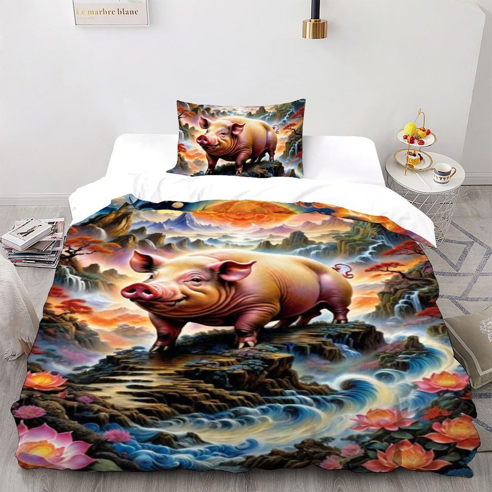 Housse de couette Sunset Pig microfibre pour éviter la transpiration nocturne