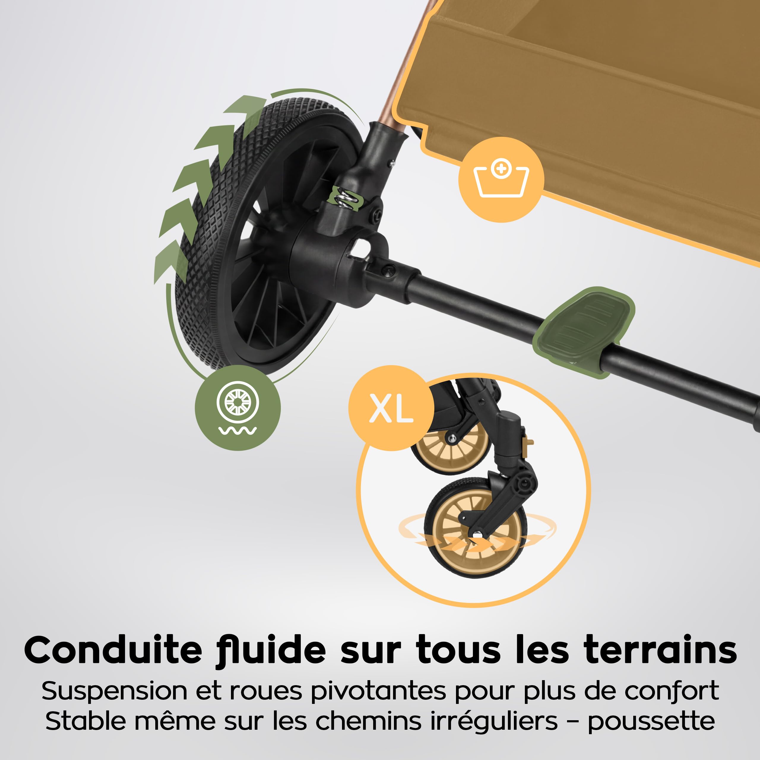 TULANO Lagos 35 Poussette Canne Compacte & inclinable - poussette bebe & voyage - Légère et Pliable - Jusqu'à 15 kg - Fonction Valise - Panier - Couvre-Jambes et Porte-Gobelet Inclus – Noir/Or