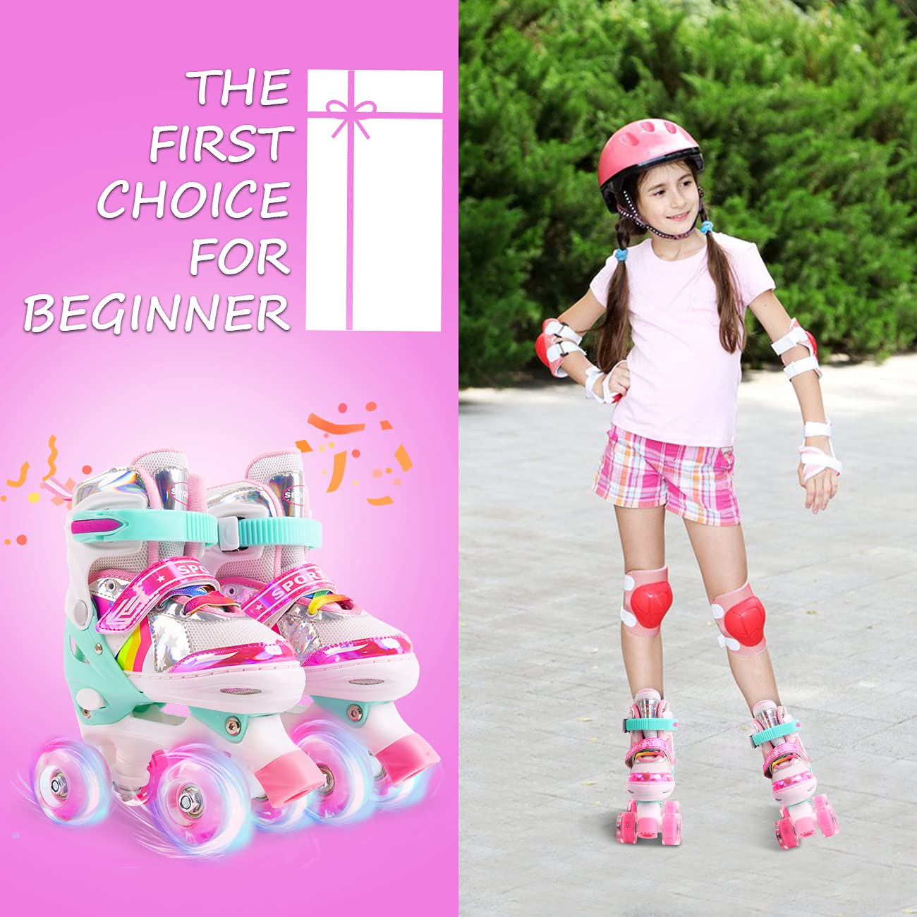 Patins Infantis Ceestyle Com Luzes - Rodas Que Brilham, Ajustáveis, ABEC-7