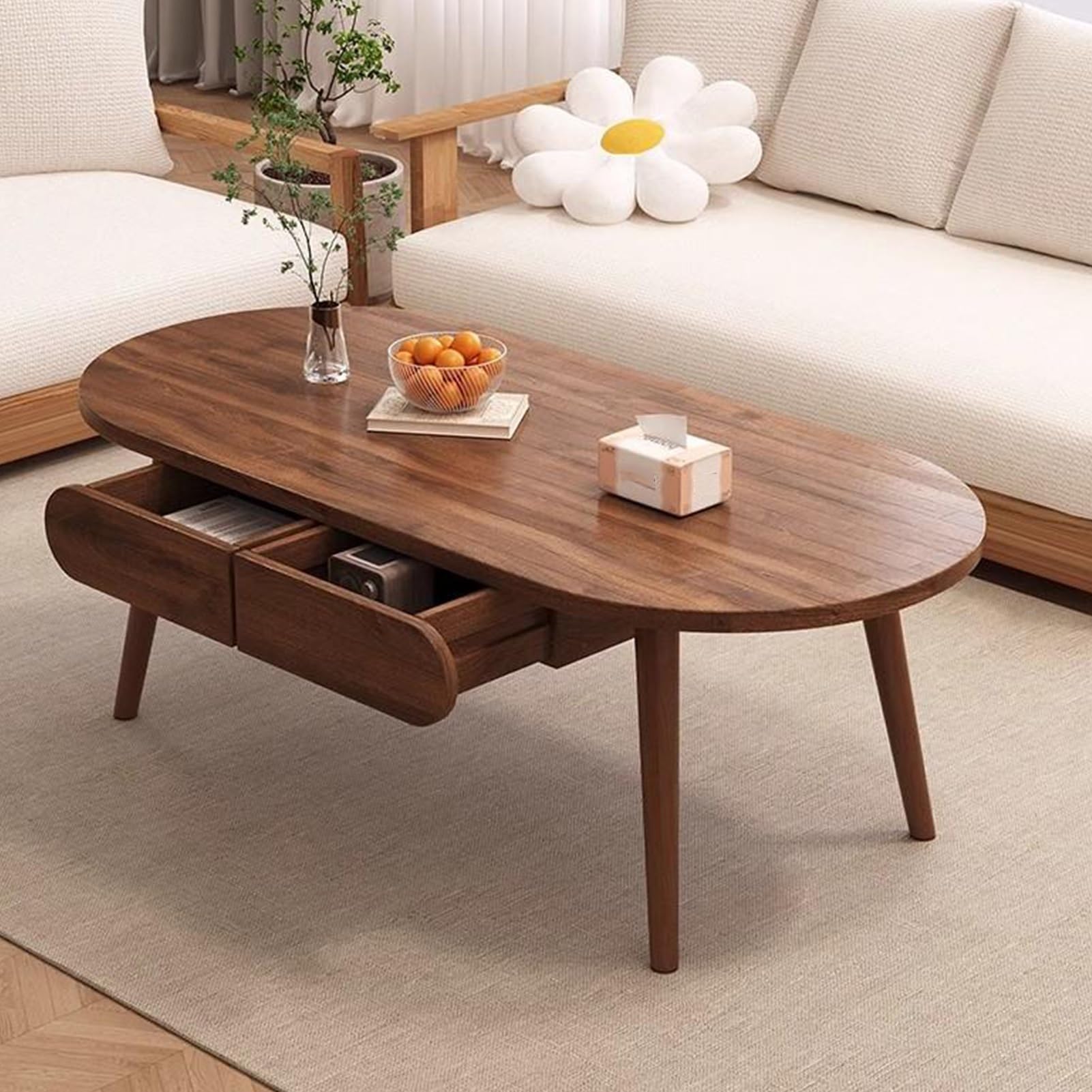 木製センターローテーブル 引き出し2つ付き Amazon.co.jp: YVYKFZD 木製ローテーブル センターテーブル