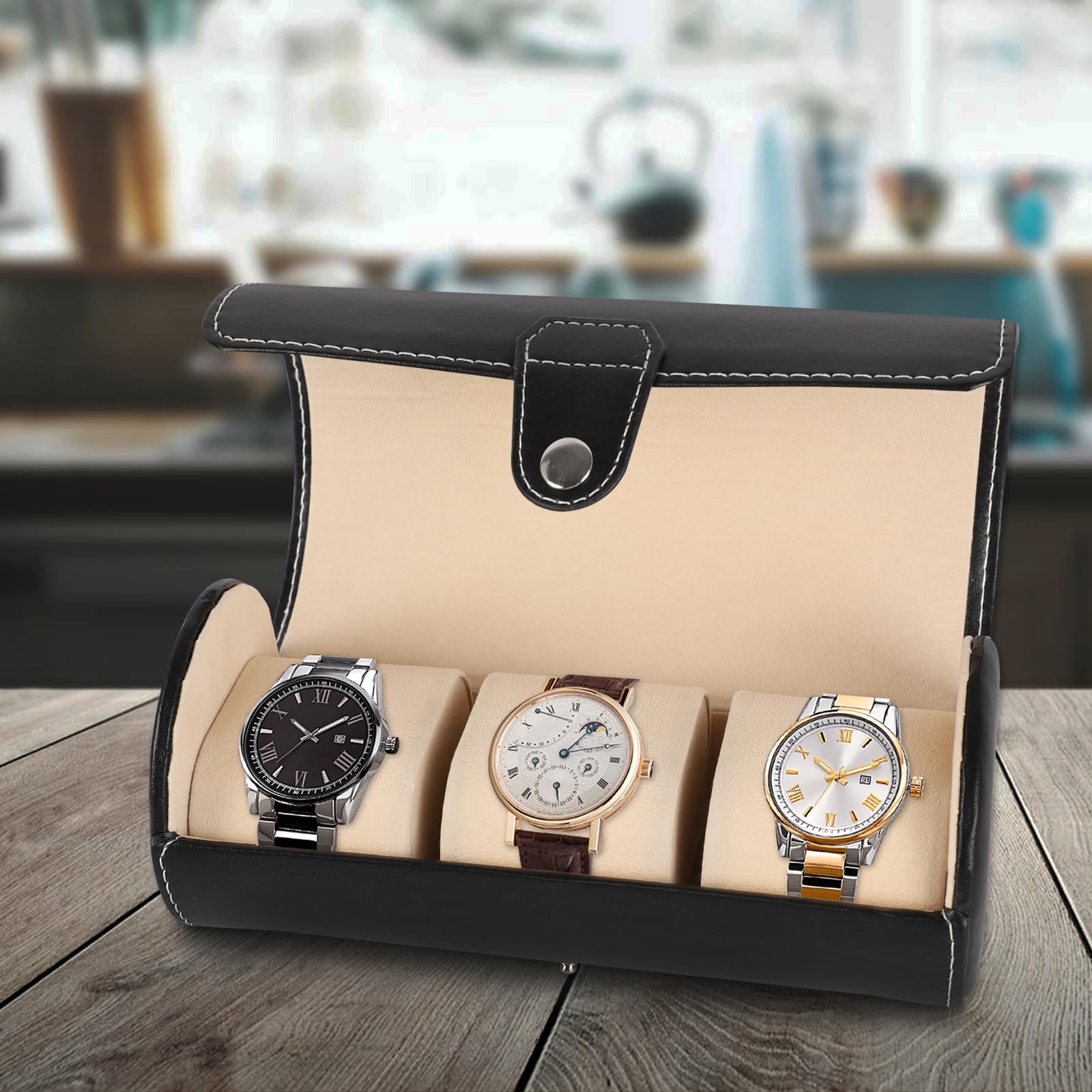 Étui De Voyage En Cuir Véritable Pour Montres - Modèle V8Y6 Avec 2 Compartiments Et Sac - Style Vintage Fait Main - Neuf Avec étiquettes