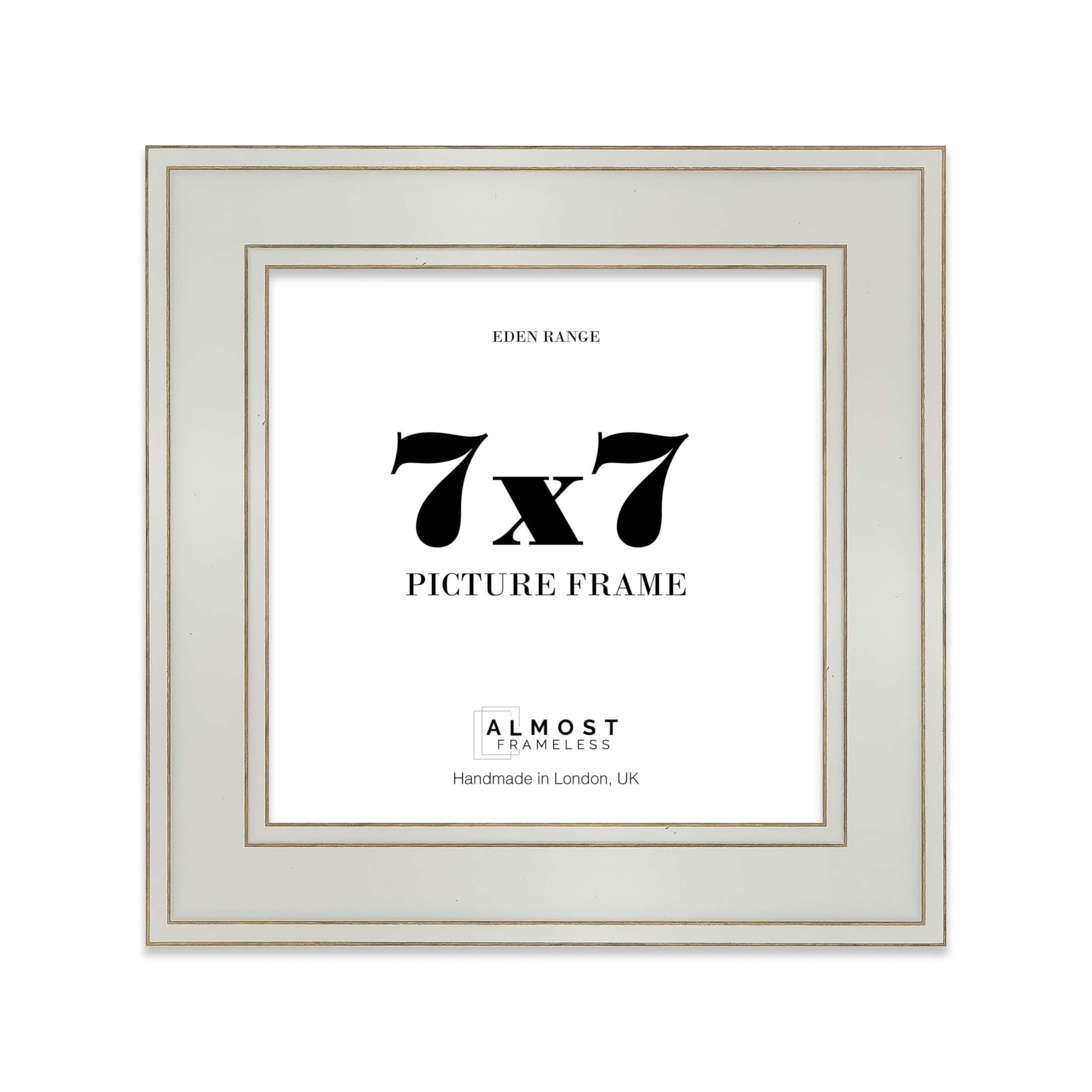 7x7 Light Grey Picture Frame - Shabby Chic Photo Frame with Distressed Finish, Gold Trim, Wall Hooks and Kickstand, 37mm Edge - 1 Pack