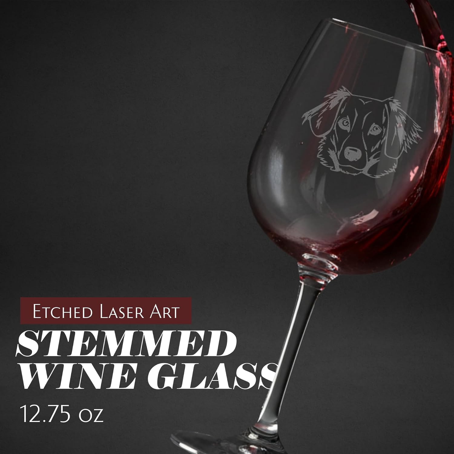 Dachshund Mix Dog Themed Etched 12.75oz Wine Glass