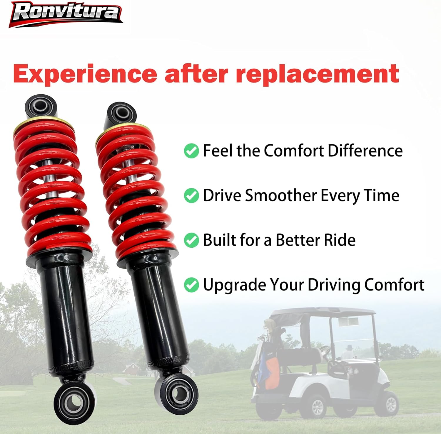 Front Shocks Absorbers for Yamaha G14 G16 4-Cycle Gas Golf Cart, Replace OEM# JN3-F3350-00, JN3-F3350-10