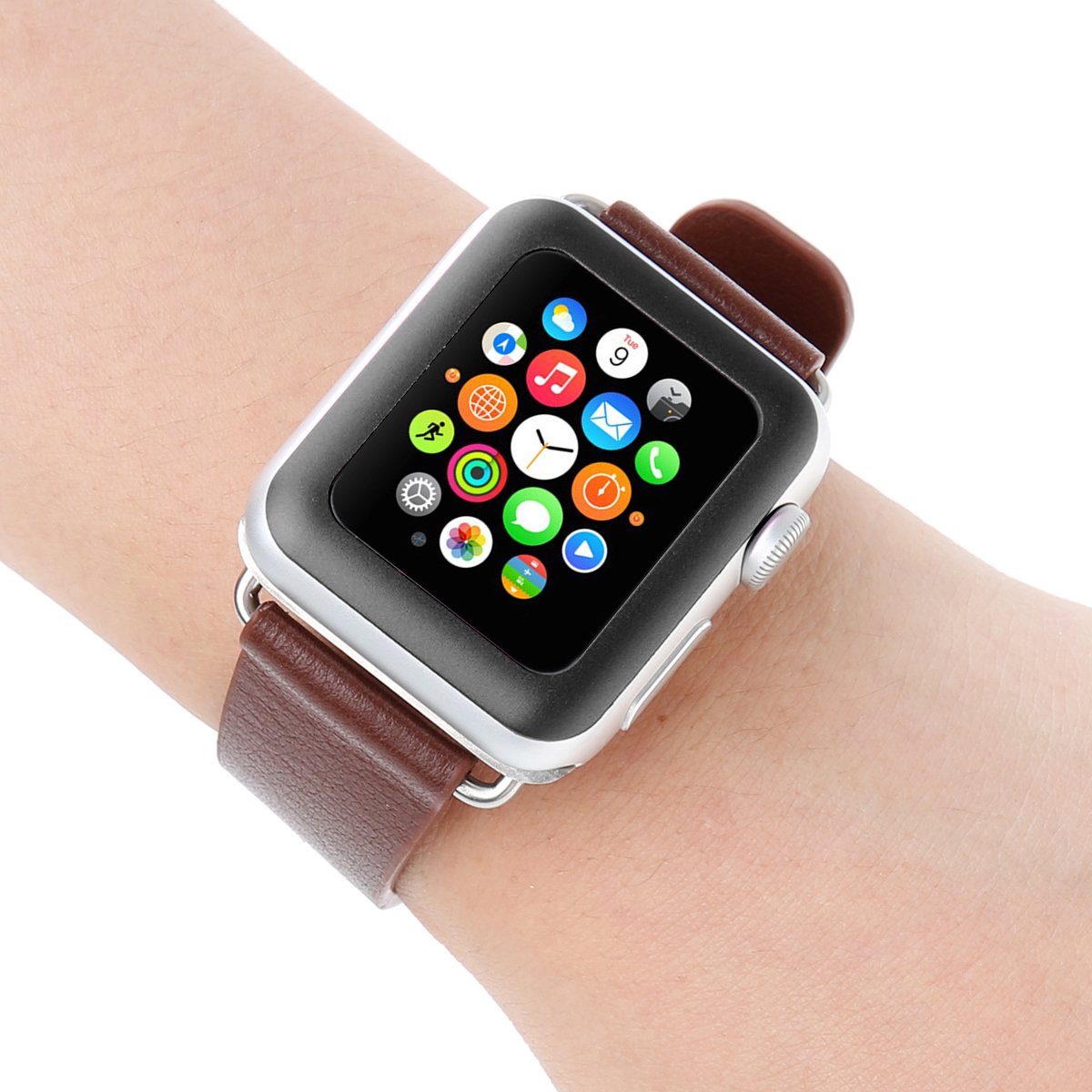 Pellicola per schermo, in vetro temprato, di 0,2 mm, per orologio Apple Watch 42 mm, colore: nero