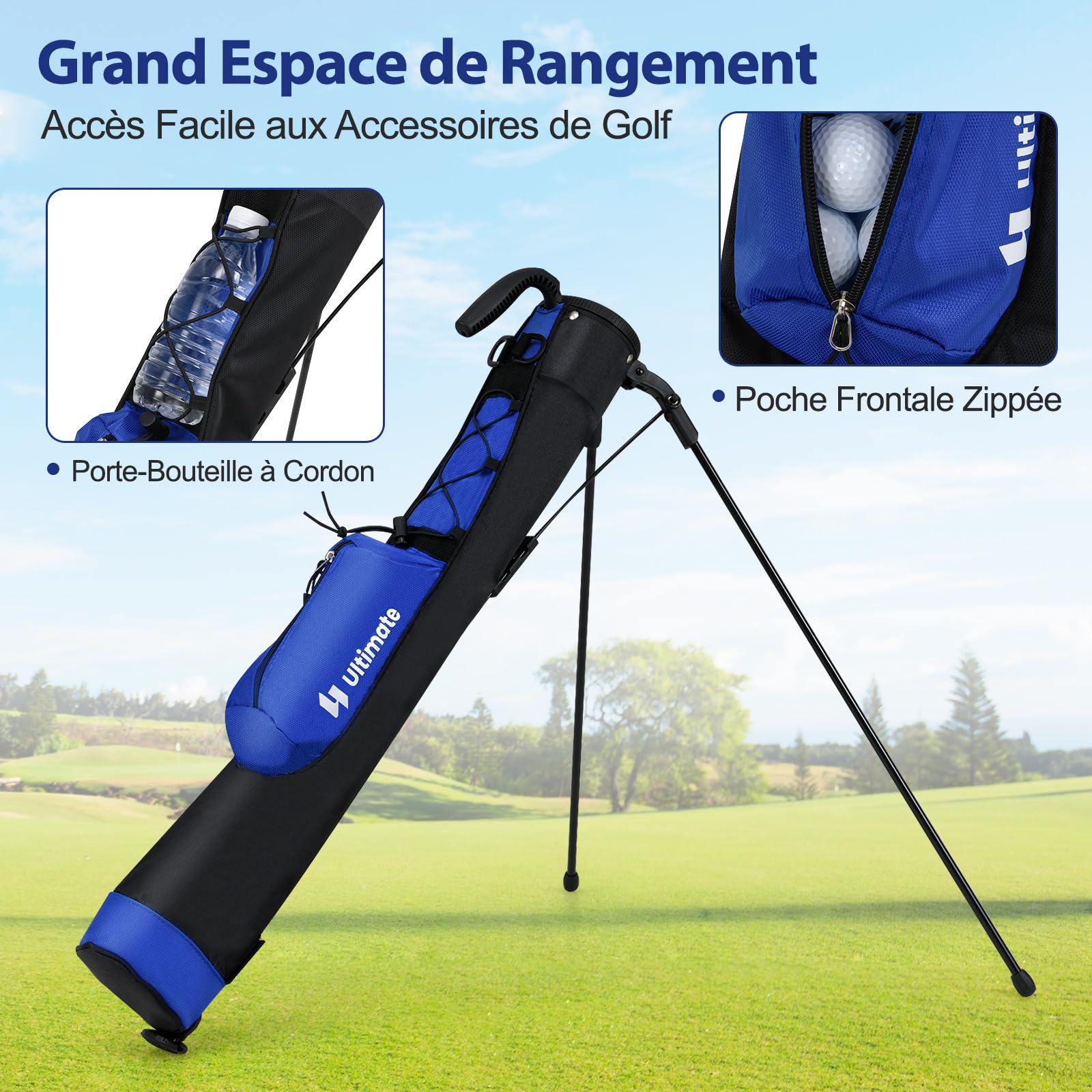 COSTWAY Sac de Golf Léger avec Pitch Putt pour Le Driving Range, Sac de Club de Golf Portable avec Parcours par 3 et Exécutifs Bandoulière Poche et Porte-Bouteille, pour Femmes/Hommes